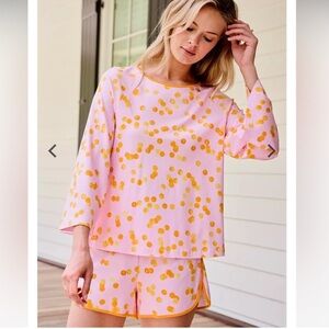 Lake x Pacifica Pink & Yellow Dot Pajama Set - Lightweight Sleep Top & Shorts